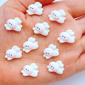 20db strasszos körömdíszítés Kawaii rajzfilm fehér nyúl manikűr kiegészítők gyanta 3D varázsa körmökhöz DIY