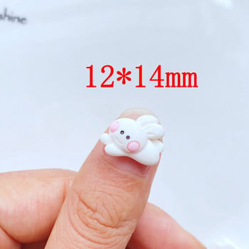 20Pcs Rhinestone Nail Art Decoration Kawaii Cartoon White Rabbit Аксесоари за маникюр Смола 3D Charm за нокти Направи си сам