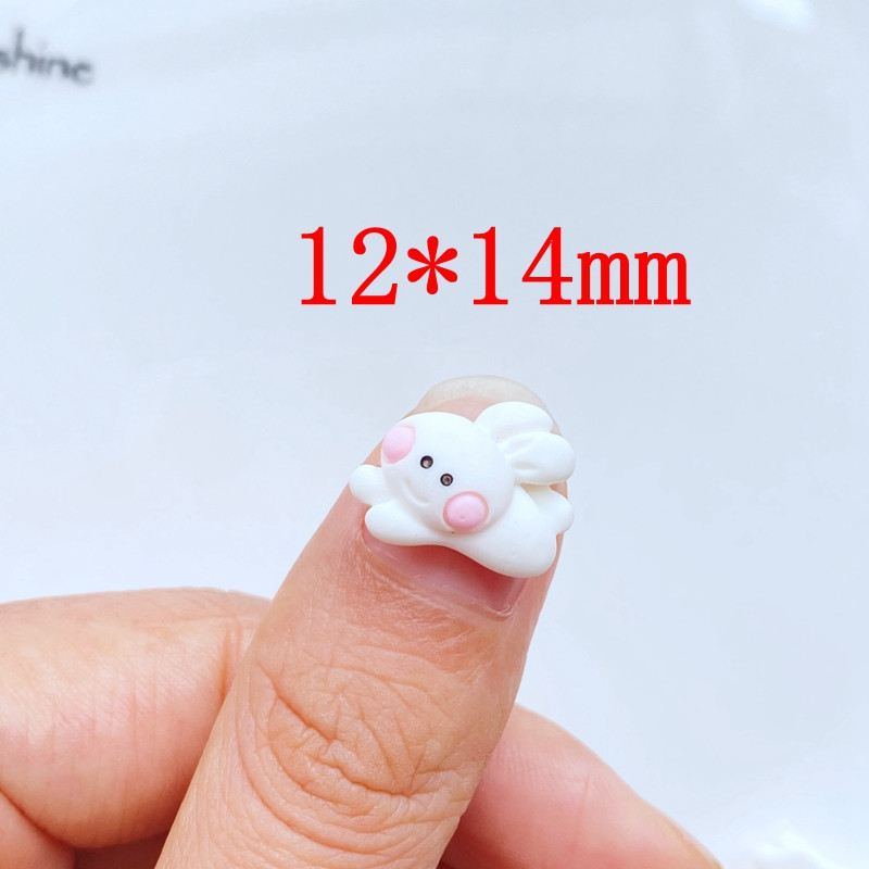 20db strasszos körömdíszítés Kawaii rajzfilm fehér nyúl manikűr kiegészítők gyanta 3D varázsa körmökhöz DIY
