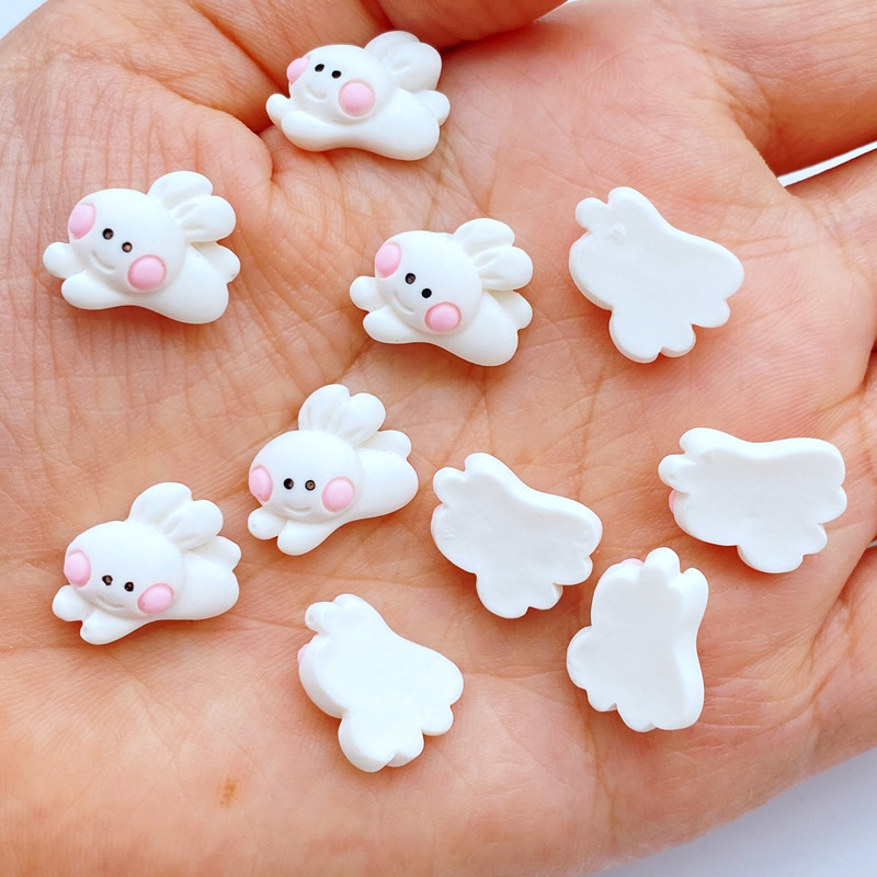 20db strasszos körömdíszítés Kawaii rajzfilm fehér nyúl manikűr kiegészítők gyanta 3D varázsa körmökhöz DIY