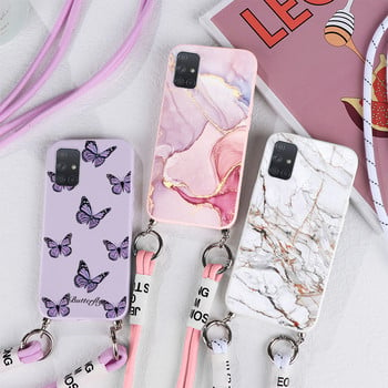 Θήκη TPU Lanyard για Samsung A 71 A71 SM-A715F Cute Love Heart Phone Shell Για Samsung Galaxy A71 4G 6,7\