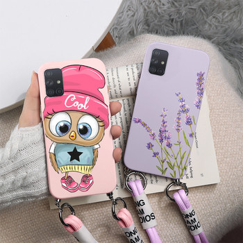 Θήκη TPU Lanyard για Samsung A 71 A71 SM-A715F Cute Love Heart Phone Shell Για Samsung Galaxy A71 4G 6,7\