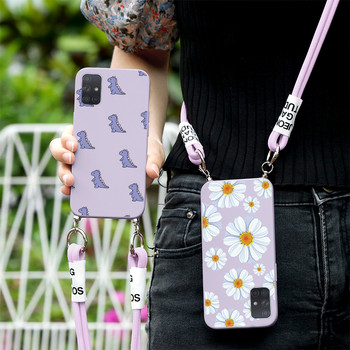 Θήκη TPU Lanyard για Samsung A 71 A71 SM-A715F Cute Love Heart Phone Shell Για Samsung Galaxy A71 4G 6,7\