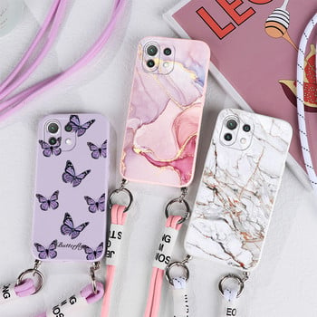 Για Xiaomi Mi 11 Lite Pro Ultra Case Cute Cloud Marble TPU κάλυμμα για Xiaomi Mi 11 11i Mi11Lite 5G NE Lanyard Κολιέ Rope Coque