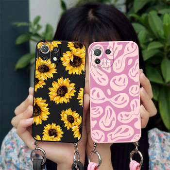 Για Xiaomi Mi 11 Lite Pro Ultra Case Cute Cloud Marble TPU κάλυμμα για Xiaomi Mi 11 11i Mi11Lite 5G NE Lanyard Κολιέ Rope Coque