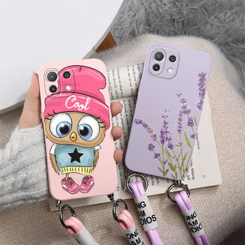 Για Xiaomi Mi 11 Lite Pro Ultra Case Cute Cloud Marble TPU κάλυμμα για Xiaomi Mi 11 11i Mi11Lite 5G NE Lanyard Κολιέ Rope Coque