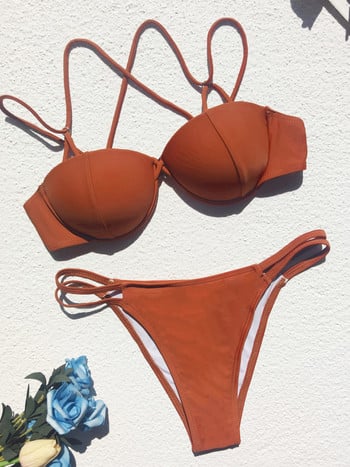 Cross Back Underwired Bra Cup Strapppy Bikini Γυναικείο μαγιό Γυναικεία μαγιό Σετ μπικίνι δύο τεμαχίων Bather Μαγιό Swim V3682