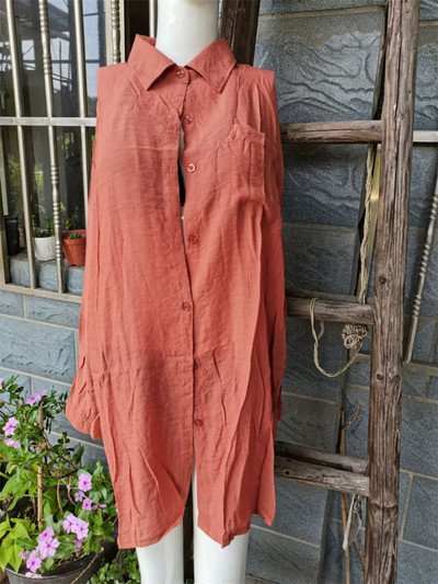 Νέο μακρυμάνικο πουκάμισο χιτώνας παραλίας Καλυμμένο φόρεμα παραλίας Ρούχα παραλίας Causal Top Λευκό Pareo Γυναικεία V4157