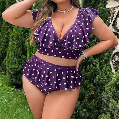 0XL - 4XL Bikini na točkice velikih kupaćih kostima Ženski kupaći kostim velikih veličina Ženski dvodijelni bikini komplet Kupaći kostim V3745B