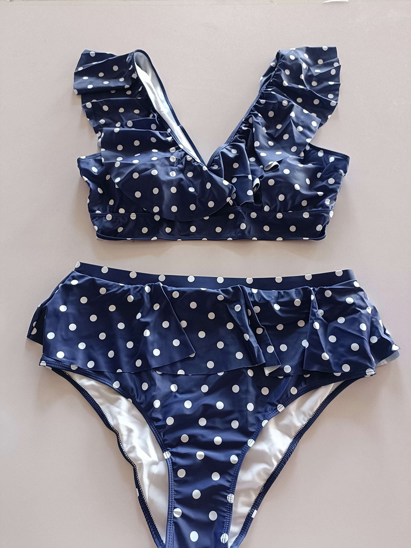 0XL - 4XL Bikini na točkice velikih kupaćih kostima Ženski kupaći kostim velikih veličina Ženski dvodijelni bikini komplet Kupaći kostim V3745B