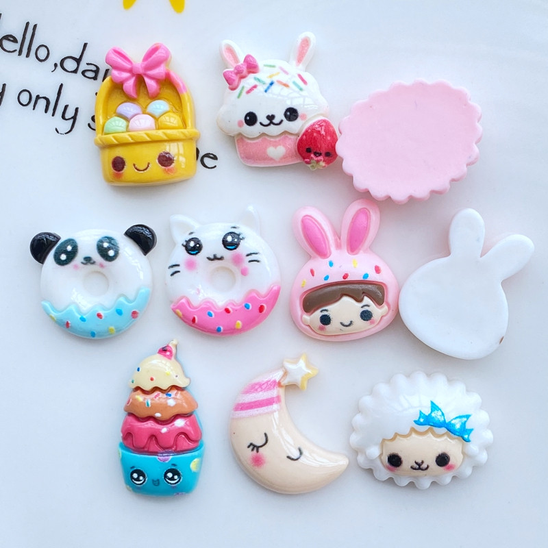 10 τμχ Kawaii Cartoon Animal Cat Rabbit Nail Rhinestones Glitter Nail Art Κοσμήματα Αξεσουάρ για μανικιούρ νυχιών
