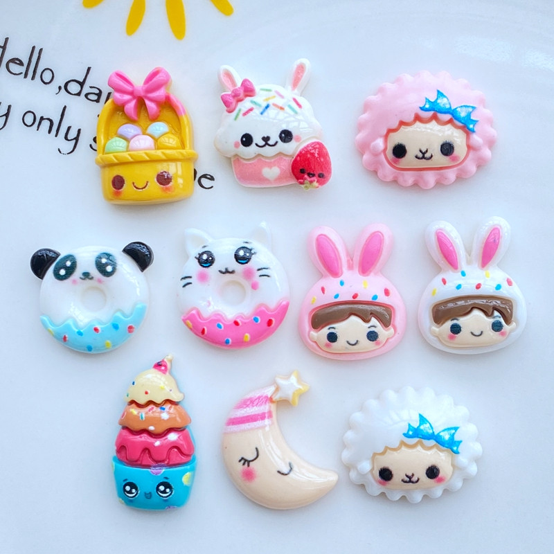 10 τμχ Kawaii Cartoon Animal Cat Rabbit Nail Rhinestones Glitter Nail Art Κοσμήματα Αξεσουάρ για μανικιούρ νυχιών