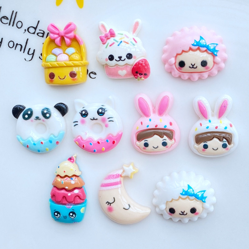 10 τμχ Kawaii Cartoon Animal Cat Rabbit Nail Rhinestones Glitter Nail Art Κοσμήματα Αξεσουάρ για μανικιούρ νυχιών