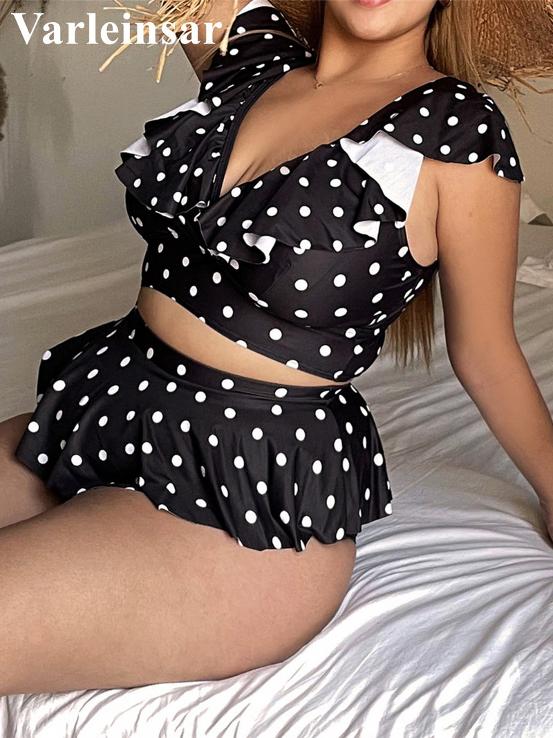 0XL - 4XL Bikini na točkice velikih kupaćih kostima velikih veličina Ženski kupaći kostim Ženski dvodijelni bikini komplet Kupaći kostim V3745