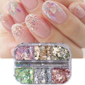 Shining Galaxy Powder Shell Slices Nail Glitter Abalone Flakes Καλοκαιρινές Πιλέτες Διακόσμηση Conch Stones Μανικιούρ Στολισμός YHFG