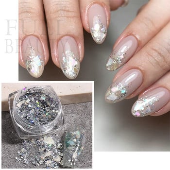 Shining Galaxy Powder Shell Slices Nail Glitter Abalone Flakes Καλοκαιρινές Πιλέτες Διακόσμηση Conch Stones Μανικιούρ Στολισμός YHFG