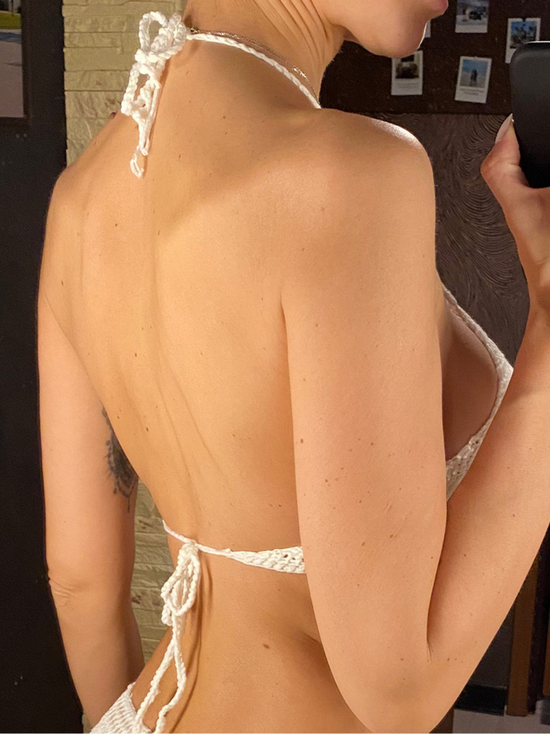 7-farebný háčkovaný pletený top s ramienkami na bikiny, dámske plavky, plavky, plavky, dutý plážový top V4192