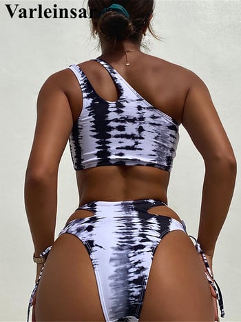 Sexy New Tie Dye One Shoulder Strappy Bikini Γυναικείο μαγιό Γυναικεία μαγιό Σετ μπικίνι δύο τεμαχίων Bather Μαγιό Swim V4287