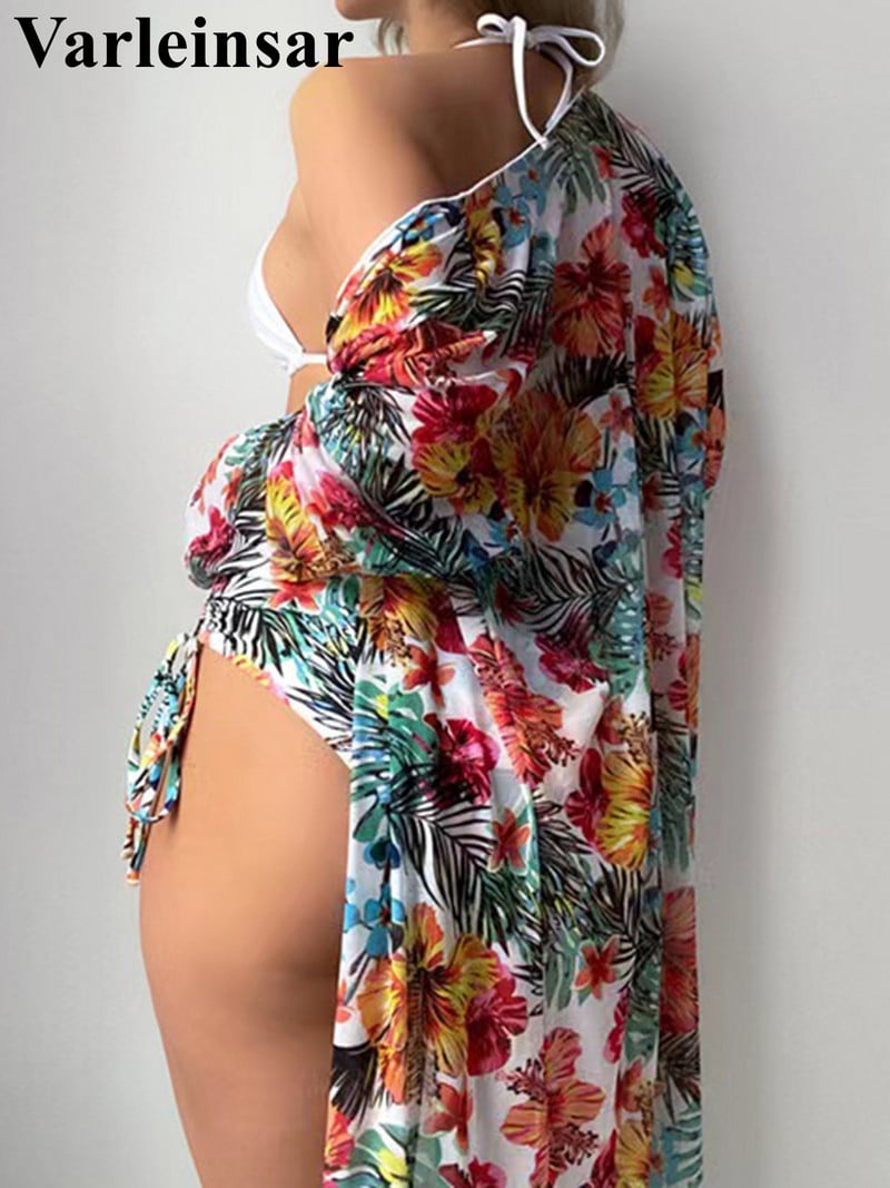 3 db Cove Up virágos női fürdőruha magas derekú bikini női fürdőruha Háromrészes bikini szett fürdőruha Swim V4292