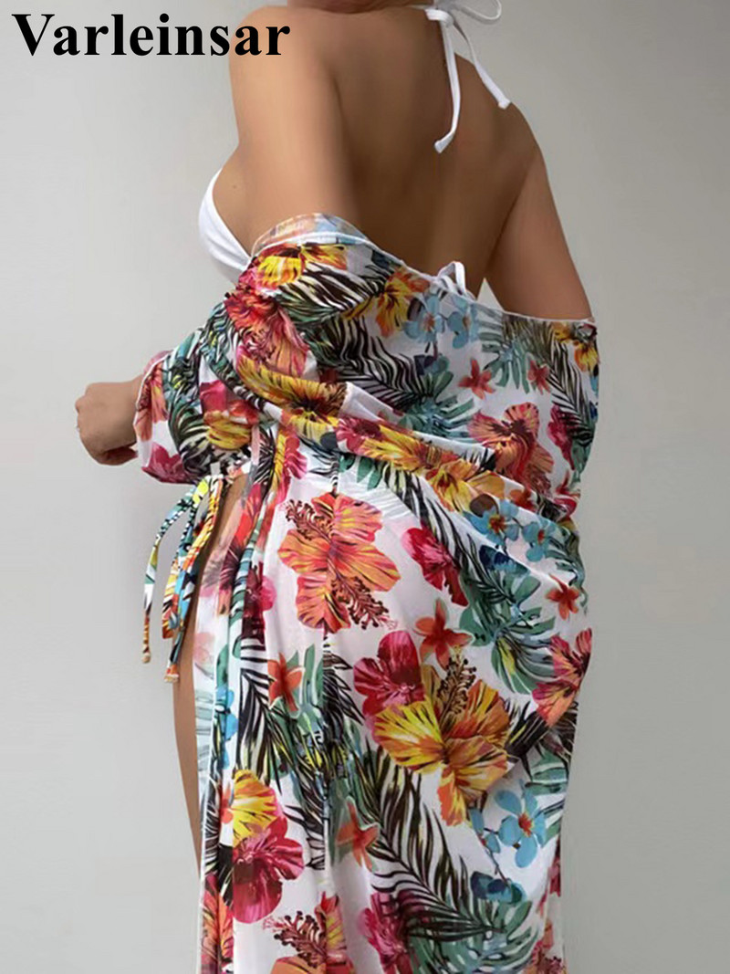 3 db Cove Up virágos női fürdőruha magas derekú bikini női fürdőruha Háromrészes bikini szett fürdőruha Swim V4292