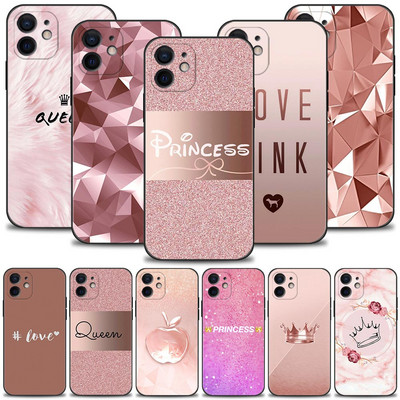 Силиконов калъф за Apple iPhone 14 13 12 11 Pro Max XS Max XR X 7 8 Plus 13 12 Mini 6S Shell RoGold Pink Princess Queen