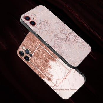 Калъф за iPhone 14 13 12 Mini 11 Pro Max Капак за iPhone XR XS X 7 8 6s 6 Plus силиконова обвивка Fundas Gold Pink RoGlitter Hearts