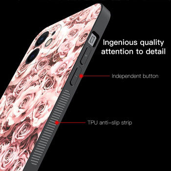 Калъф за iPhone 14 13 12 Mini 11 Pro Max Капак за iPhone XR XS X 7 8 6s 6 Plus силиконова обвивка Fundas Gold Pink RoGlitter Hearts