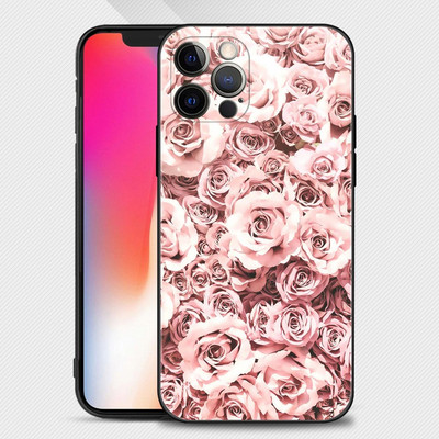 Ümbris iPhone 14 13 12 Mini 11 Pro Max kate jaoks iPhone XR XS X 7 8 6s 6 Plus Silicone Shell Fundas Gold Pink RoGlitter Hearts
