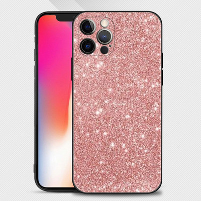 Ümbris iPhone 14 13 12 Mini 11 Pro Max kate jaoks iPhone XR XS X 7 8 6s 6 Plus Silicone Shell Fundas Gold Pink RoGlitter Hearts