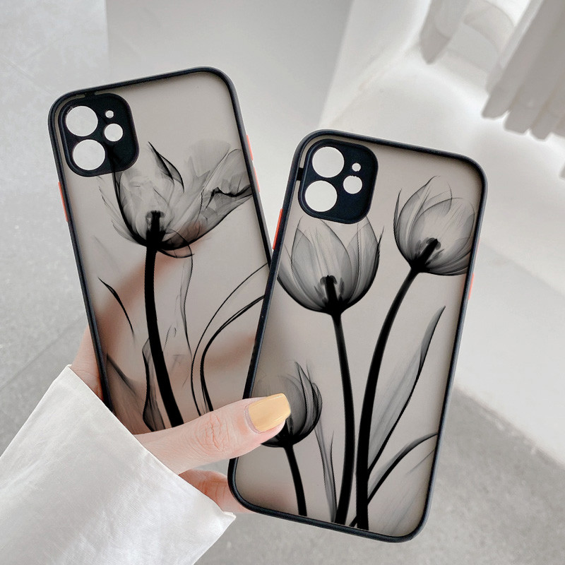 Πολυτελής Vintage Rose Flower Θήκη τηλεφώνου για iPhone 7 8 Plus SE2 X XR XS MAX 12 13 14 11 Pro Max Μαύρη σκληρή πλάτη Αντικραδασμικά καλύμματα
