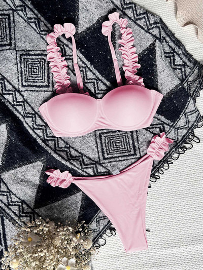 Novi Push Up kupaći kostim s volanima Ženski kupaći kostim Ženski dvodijelni bikini set s košaricom grudnjaka Kupaći kostim za kupanje Swim Lady V3812