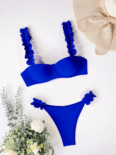 Novi Push Up kupaći kostim s volanima Ženski kupaći kostim Ženski dvodijelni bikini set s košaricom grudnjaka Kupaći kostim za kupanje Swim Lady V3812