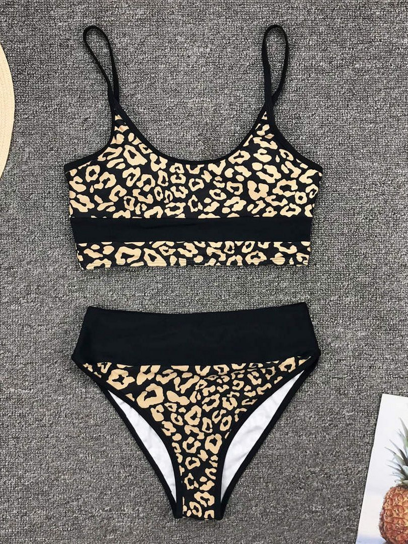 Arany mintás bikini magas derekú fürdőruha Női fürdőruha Kétrészes bikini szett fürdőruha Splicing fürdőruha fürdőruha V1717