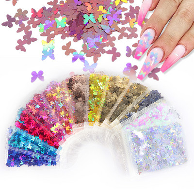12 db 3D szív köröm flitter szett körömdíszítéshez Sparkle Love Hollow Laser Glitter Flakes barkácsolás Valentin nap manikűr