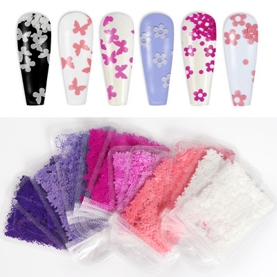 12 db 3D szív köröm flitter szett körömdíszítéshez Sparkle Love Hollow Laser Glitter Flakes barkácsolás Valentin nap manikűr