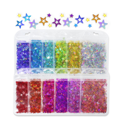 12 db 3D szív köröm flitter szett körömdíszítéshez Sparkle Love Hollow Laser Glitter Flakes barkácsolás Valentin nap manikűr
