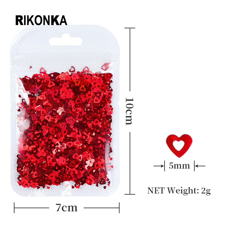 12 db 3D szív köröm flitter szett körömdíszítéshez Sparkle Love Hollow Laser Glitter Flakes barkácsolás Valentin nap manikűr