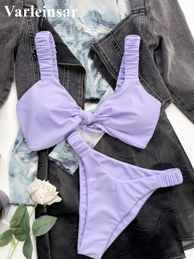Novi seksi bikini s čvorovima i naboranim ženskim kupaćim kostimima Ženski kupaći kostim Dvodijelni bikini set Podstavljeni kupaći kostim za kupanje Swim Lady V3588