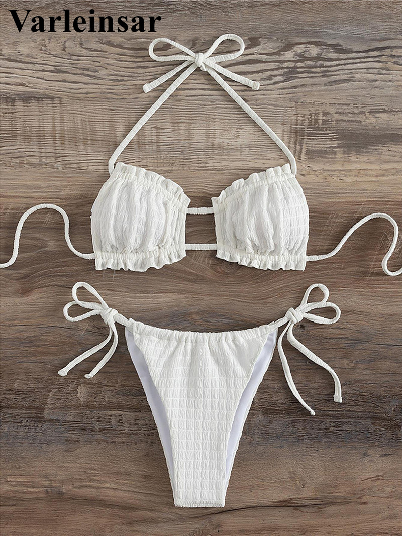 Νέο τσαλακωμένο καπίστρι Βραζιλιάνικο μπικίνι γυναικείο μαγιό Γυναικείο μαγιό σετ μπικίνι δύο τεμαχίων Bather μαγιό Swim V4040