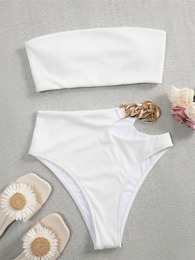 S - XL Színes bordás magas derekú bikini női fürdőruha Női fürdőruha Kétrészes bikini szett fürdőruha Swim V2640C