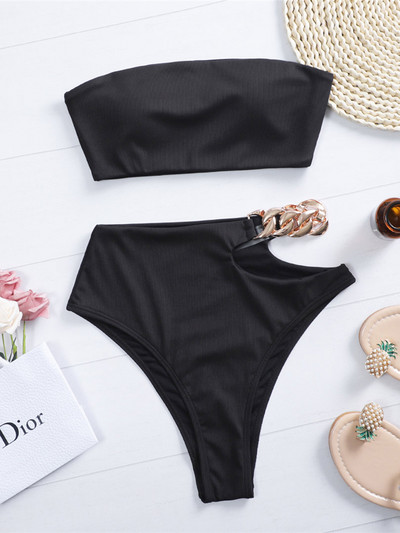 S - XL Színes bordás magas derekú bikini női fürdőruha Női fürdőruha Kétrészes bikini szett fürdőruha Swim V2640C