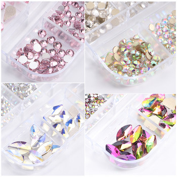 12Girds Mixed 3D Crystal Rhinestones For Nails Shiny AB Flatback Nail Art Diamonds Decorations DIY Supplies Manicure LAP02