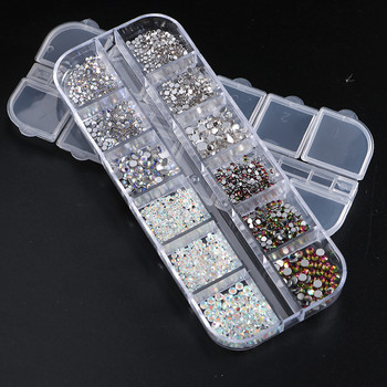 12Girds Mixed 3D Crystal Rhinestones For Nails Shiny AB Flatback Nail Art Diamonds Decorations DIY Supplies Manicure LAP02