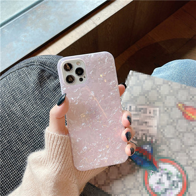 Мраморен калъф за телефон Glitter Dream Shell за iPhone 13 Pro 12 11 Pro Max XR XS Max X 14 Plus Conch Pattern Мек IMD силиконов капак
