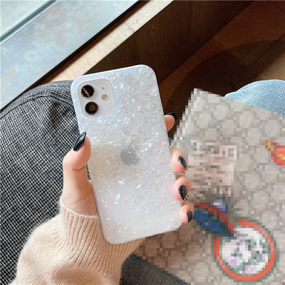 Мраморен калъф за телефон Glitter Dream Shell за iPhone 13 Pro 12 11 Pro Max XR XS Max X 14 Plus Conch Pattern Мек IMD силиконов капак