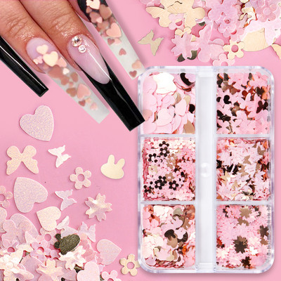 6 rácsos Macaron színes nyuszi flitteres szelet körömdíszítő készlet Kawaii 3D apró nyúlpehely kiegészítők UV gél körömvégekhez