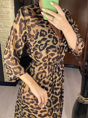 2022 Sexy Leopard Printed Beach Cover Up Καλύμματα από σιφόν Μαγιό παραλίας Καλοκαιρινό Γυναικείο Μακρύ φόρεμα V3219