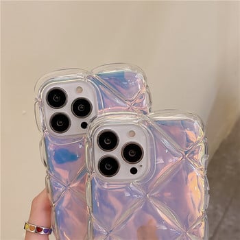 Κομψή 3D Laser Flower Ice Cubes Μαλακή θήκη τηλεφώνου για iPhone 13 12 11 Pro Max X XR XSMax Διαφανές κάλυμμα Love Heart αντικραδασμικό