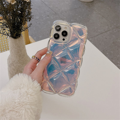 Κομψή 3D Laser Flower Ice Cubes Μαλακή θήκη τηλεφώνου για iPhone 13 12 11 Pro Max X XR XSMax Διαφανές κάλυμμα Love Heart αντικραδασμικό