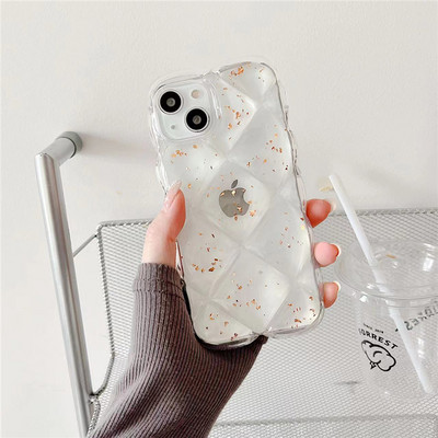 Κομψή 3D Laser Flower Ice Cubes Μαλακή θήκη τηλεφώνου για iPhone 13 12 11 Pro Max X XR XSMax Διαφανές κάλυμμα Love Heart αντικραδασμικό